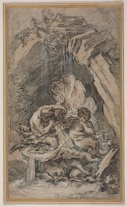 Deniz Kabukları Üfleme İki Tritonlu Çeşme by François Boucher