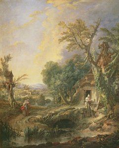 Bir Münzevi ile Manzara, 1742 by François Boucher