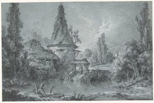 Beauvais yakınlarında bir kule ile manzara by François Boucher