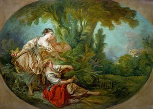 dedi Lappeau. Lappeau, dit loiseau ağlara yakalandı Yem kuş, ayrıca kuş cau olarak da bilinir by François Boucher