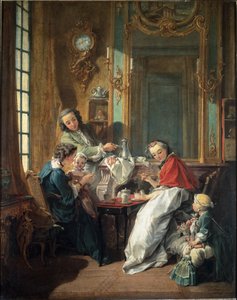 Burjuva bir iç mekanda öğle yemeği sahnesi by François Boucher