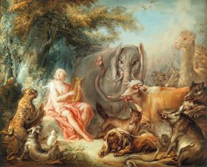 Orpheus hayvanları büyüler by François Boucher
