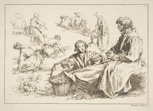 Eskizler Sayfası, 1753. by François Boucher