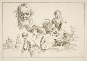 Eskizler Sayfası, ca. 1735. by François Boucher