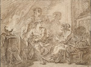 Çizimin İcadı, 18. yüzyılın ortaları by François Boucher