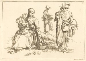Oturan Anne ve Çocuk, Ayakta İki Köylü