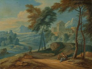 Rakamlarla Ormanlık İtalyan Manzarası by François Boudewyns