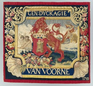 Sembolik bir temsili ve Voorne arması olan yastık örtüsü by François Coppens (attributed to)