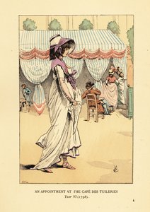 Cafe des Tuileries, Paris, Yıl VI bir randevu için gelen şık kadın