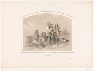 Sağanak L'Averse'de köpekli aile (nesnedeki başlık) by François Grenier