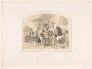Kadın kümes hayvanları ile pazara gidiyor Le jour de Marché (nesne üzerine başlık) by François Grenier