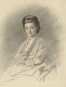 Oturan bayan, kollarını kavuşturmuş by François Louis Français (signed by artist)