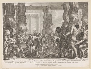 Samson, Dagan tapınağındaki bir sütuna götürülür by François Tortebat