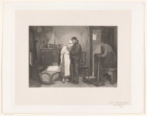 Boş bir beşik tarafından yaslı bir çift ile Visser Interior by François de Meersman (signed by artist)