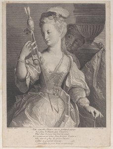 Ok için iplik ören genç kadın, 1686-1741. by François de Poilly