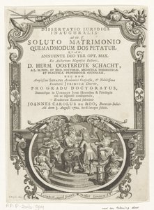 Minerva lauwert schrijver Başlık sayfası: Johannes Charles de Roo, Dissertatio juridica inauguralis, reklam başlığı. ff. evlilik sona erdikten sonra, çeyiz istendiği için, 1722 by François van Bleyswijck