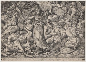 Mahkumlar ve Kupalarla çevrili Zafer by Frans Floris the Elder