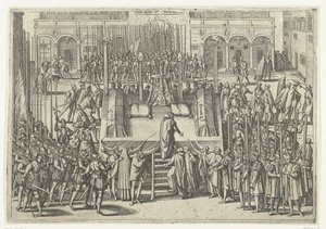 Egmond ve Horne'un kafasının kesilmesinden sonraki iskele, 1568 by Frans Hogenberg (attributed to)