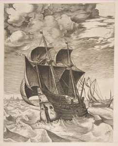 Yelkenli Gemilerden Bir Hollandalı Hulk ve Bir Boeier, 1565