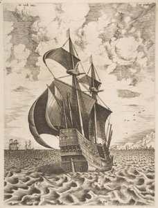 Yelkenli Gemilerden Limana Doğru Silahlı Dört Usta Yelken, 1561-65. by Frans Huys