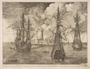 Dört Usta Sol ve İki Üç Usta Fenerli Müstahkem Ada Yakınına Demirledi..., 1561-65. by Frans Huys