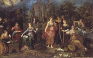 Bilge ve Budala Bakirelerin Meselleri by Frans II the Younger Francken