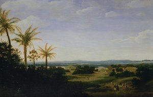 Portekiz Konutu, Kilise ve Casa Grande, Varzea Nehri Ötesi ile Brezilya Manzarası by Frans Post