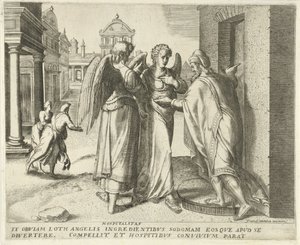Lût ve iki melek Konukseverlik (nesne üzerindeki başlık) Kader Tarihi (dizi adı) by Frans Menton