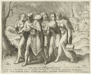 Lot verlaat Sodom Merhamet ve intikam (nesne üzerine başlık) Geschiedenis van Lot (dizi adı) by Frans Menton