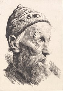 Beyaz yün şapkalı yaşlı adam by Frans Schwartz