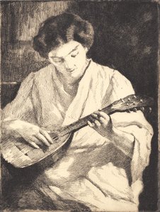 Mandolin oynayan bayan by Frans Schwartz