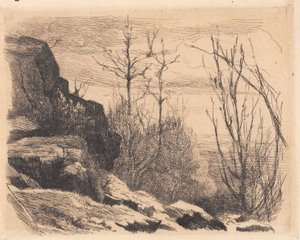 Örnek plaka: Kayalar ve ağaçlarla dolu manzara by Frans Schwartz