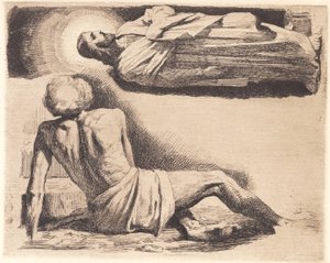 Örnek plaka: Üstte yatan adam ve İsa figürü by Frans Schwartz