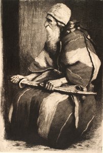 Çalışma figürü: Doğu kostümlü yaşlı sakallı adam by Frans Schwartz