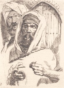 Bir kapının önünde iki Doğulu by Frans Schwartz