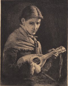 mandolin ile genç kız by Frans Schwartz
