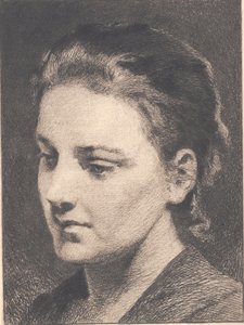 Kıvırcık saçlı, yarım profilli genç kız by Frans Schwartz