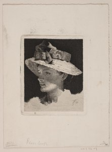 Hasır şapkalı genç kız, profil solda by Frans Schwartz