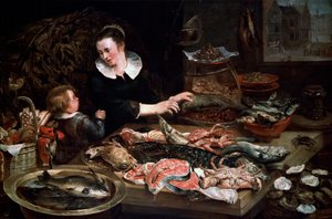 Bir Balıkçı Dükkanı, c1616-1618. by Frans Snyders or Snijders