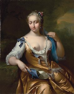 Omzunda sinek olan bir manzaradaki kadın: bir dokunma alegorisi, 1742
