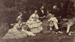 [Bir Bahçede Dört Kadın, İki Erkek ve Üç Çocuğun Grup Portresi], 1850