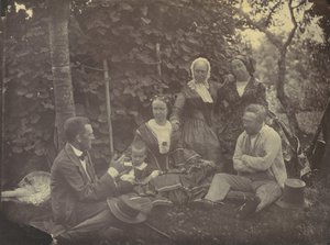 [Üç Kadın, İki Erkek ve Piknikte Bir Çocuk], 1850