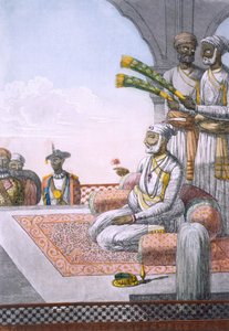 Görevlileri olan bir Rahjah, pub. 1808-12. by Franz Balthazar Solvyns