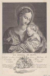 Bakire ve Çocuk, kollarında uyuyan Mesih çocuğuyla Le Soleil de Jesus, 1743-1807. by Franz Gabriel Fiessinger
