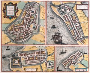 Bolsward, Stavoren, Harlingen ve Hindeloopen, Hollanda (gravür by Franz Hogenberg