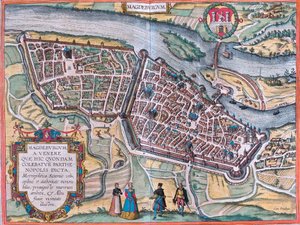 Magdeburg Planı (Magdeburgum), Almanya (gravür by Franz Hogenberg