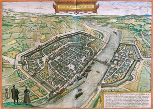 Frankfurt Haritası (Francofordia), Almanya (gravür by Franz Hogenberg