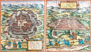 Meksika (Meksika) ve Cuzco (Cusco) (Peru) haritası (gravür
