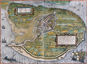 Plan de Brielle (Brilium), Hollanda (gravür by Franz Hogenberg