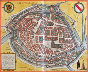 Strasbourg (Argentoratum), Fransa Haritası (gravür by Franz Hogenberg
